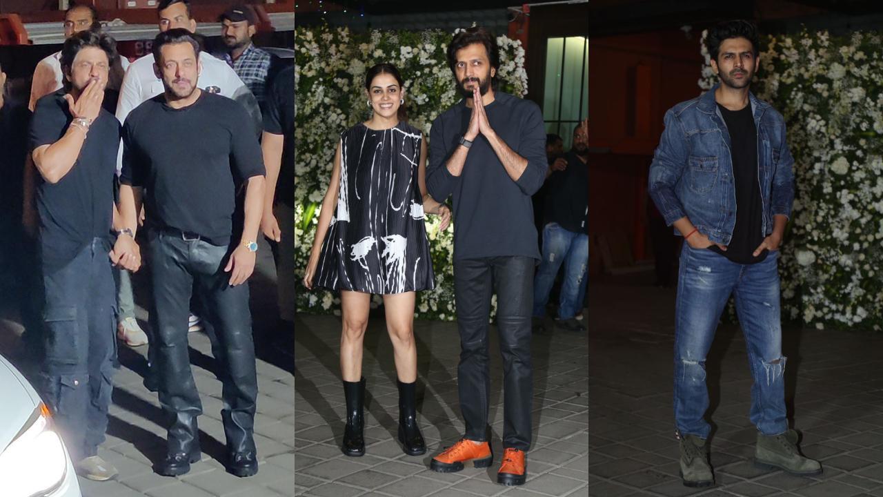 SRK, Riteish Deshmukh, Kartik Aaryan and others attend Salman Khan's b'day bash